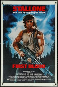 6j0895 FIRST BLOOD NSS style 1sh 1982 artwork of Sylvester Stallone as John Rambo by Drew Struzan!