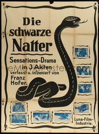 6j0234 DIE SCHWARZE NATTER German 37x50 1913 cool snake art, rival spies in circus, ultra rare!