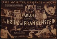 6j0254 BRIDE OF FRANKENSTEIN herald 1935 monster Boris Karloff & Elsa Lanchester in full makeup!