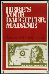 6j0940 HERE'S YOUR DAUGHTER, MADAME 1sh 1963 great art of a sexy woman on fifty dollar bill!