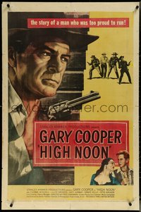 6j0941 HIGH NOON 1sh 1952 art of Gary Cooper, who was too proud to run, Fred Zinnemann classic!