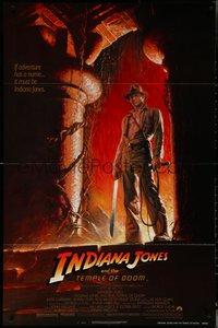 6j0955 INDIANA JONES & THE TEMPLE OF DOOM 1sh 1984 Harrison Ford, Kate Capshaw, Wolfe NSS style!