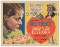 6j0389 ADVICE TO THE LOVELORN TC 1933 Sally Blane c/u, art of Lee Tracy w/ typewriter, ultra rare!