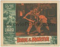 6j0463 BRIDE OF THE MONSTER LC #7 1956 Ed Wood, giant Tor Johnson winning fight in laboratory!