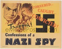 6j0479 CONFESSIONS OF A NAZI SPY LC 1939 giant Edward G. Robinson grabbing tiny Nazis, ultra rare!