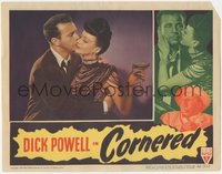 6j0482 CORNERED LC 1946 best close up of Dick Powell kissing sexy Nina Vale holding a drink!