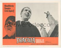 6j0495 DRACULA PRINCE OF DARKNESS LC #3 1966 great c/u of vampire Christopher Lee showing his fangs!