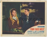 6j0505 FOUR FACES WEST LC #5 1948 close up of Joel McCrea staring at real life wife Frances Dee!