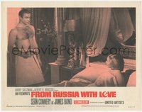 6j0507 FROM RUSSIA WITH LOVE LC #8 1964 barechested Sean Connery points gun at sexy Bianchi in bed!