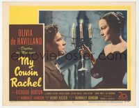 6j0560 MY COUSIN RACHEL LC #2 1953 c/u of Olivia de Havilland w/ candles staring at Richard Burton!