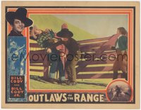 6j0567 OUTLAWS OF THE RANGE LC 1936 Marie Burton watches Bill Cody punching guy by fence, rare!