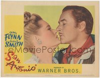 6j0587 SAN ANTONIO LC 1945 romantic close up of Errol Flynn about to kiss pretty Alexis Smith!