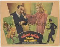 6j0592 SHALL WE DANCE LC 1937 Ginger Rogers holds phone as Fred Astaire talks, cool border art!
