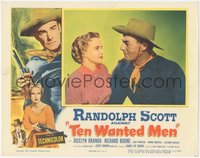 6j0610 TEN WANTED MEN LC 1954 great close up of Randolph Scott smiling at pretty Jocelyn Brando!