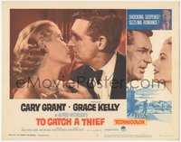 6j0623 TO CATCH A THIEF LC #3 R1963 best romantic c/u of Grace Kelly & Cary Grant, Alfred Hitchcock