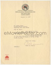 6j0071 CECIL B. DEMILLE signed letter 1938 hoping to do Seventh Heaven on Lux Radio Theatre!