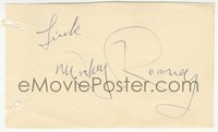 6j0161 MICKEY ROONEY signed 4x6 album page 1980s it can be framed & displayed with a repro still!