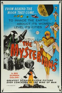 6j1024 MYSTERIANS 1sh 1959 they're abducting Earth's women & leveling its cities, RKO printing!