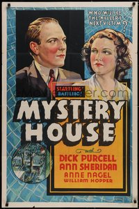 6j1025 MYSTERY HOUSE Other Company 1sh 1938 Purcell helps Sheridan find her father's murderer, rare!