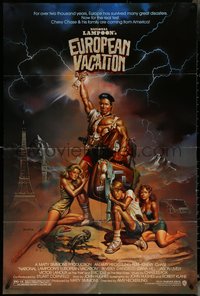 6j1030 NATIONAL LAMPOON'S EUROPEAN VACATION 1sh 1985 Chevy Chase, wacky fantasy art by Vallejo!