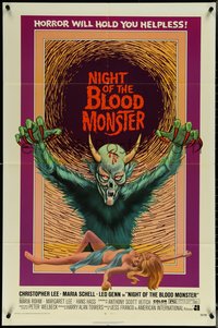 6j1039 NIGHT OF THE BLOOD MONSTER 1sh 1972 Jess Franco, art of wacky beast & half-dressed sexy girl!