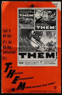6j0319 THEM pressbook 1955 classic sci-fi, cool art of horror horde of giant ant-monsters!