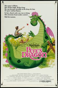 6j1059 PETE'S DRAGON 1sh R1984 Walt Disney, colorful art of cast headshots & dragon by Paul Wenzel!