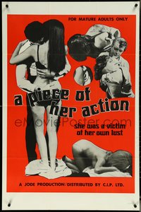 6j1062 PIECE OF HER ACTION 1sh 1968 she was a victim of her own lust, sexy images, rare!