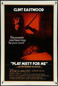 6j1065 PLAY MISTY FOR ME 1sh 1971 classic Clint Eastwood, Jessica Walter, an invitation to terror!