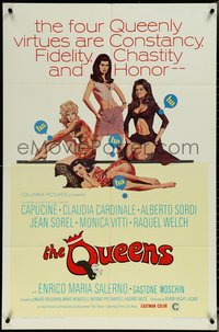 6j1079 QUEENS int'l 1sh 1968 sexy Capucine, Claudia Cardinale, Raquel Welch, Monica Vitti!