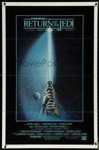 6j1093 RETURN OF THE JEDI int'l 1sh 1983 Star Wars Episode VI, hands holding lightsaber by Reamer!