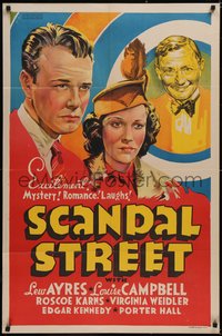 6j1115 SCANDAL STREET Other Company 1sh 1938 Lew Ayres & pretty Louise Campbell, ultra rare!