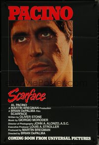 6j1117 SCARFACE advance 1sh 1983 Al Pacino, Brian De Palma, Oliver Stone, coming soon!