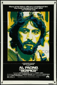6j1126 SERPICO 1sh 1974 great image of undercover cop Al Pacino, Sidney Lumet crime classic!