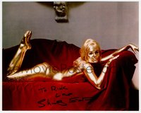 6j0199 SHIRLEY EATON signed color 8x10 REPRO photo 1967 nude portrait as Goldfinger's Golden Girl!