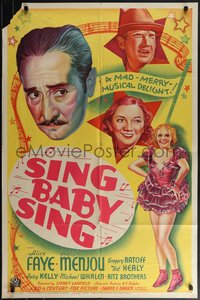 6j1134 SING BABY SING 1sh 1936 Alice Faye, Adolphe Menjou, Ted Healy & Patsy Kelly, ultra rare!