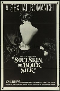 6j1144 SOFT SKIN ON BLACK SILK 1sh 1963 Radley Metzger, classic sexy image, a sexual romance!