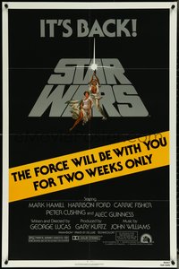 6j1155 STAR WARS NSS style 1sh R1981 George Lucas classic, The Force Will Be With You For Two Weeks Only!