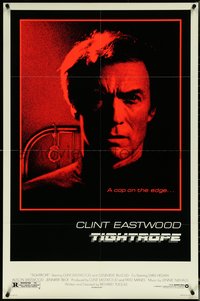 6j1190 TIGHTROPE 1sh 1984 tough Clint Eastwood is a cop on the edge, cool red image with handcuffs!