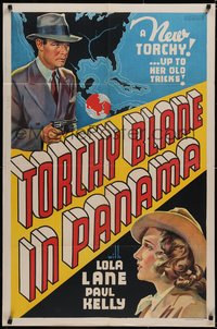 6j1197 TORCHY BLANE IN PANAMA Other Company 1sh 1938 pretty Lola Lane & Paul Kelly, ultra rare!