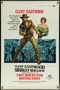 6j1203 TWO MULES FOR SISTER SARA 1sh 1970 art of gunslinger Clint Eastwood & Shirley MacLaine!