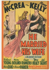 6j0277 HE MARRIED HIS WIFE mini WC 1939 Joel McCrea keeps ex-wife away from new suitor, ultra rare!