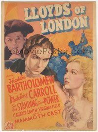 6j0282 LLOYDS OF LONDON mini WC 1936 Bartholomew, Madeleine Carroll & Tyrone Power, ultra rare!