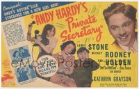 6j1242 ANDY HARDY'S PRIVATE SECRETARY herald 1941 Mickey Rooney, Kathryn Grayson's 1st, ultra rare!