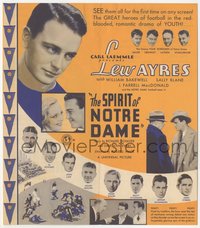 6j1263 SPIRIT OF NOTRE DAME herald 1931 great images of college football player Lew Ayres!