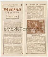 6j1266 WHEN MEN HATE herald 1913 Warner Bros. when they were Warner's Feature Film Co, very rare!