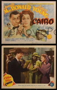 6j0660 CAIRO 8 LCs 1942 crazed Robert Young tells pretty Mona Barrie he'll trap her tonight!