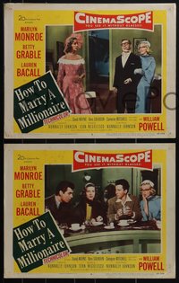 6j0727 HOW TO MARRY A MILLIONAIRE 4 LCs 1953 sexy Marilyn Monroe, Betty Grable & Lauren Bacall!