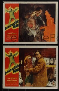 6j0684 INDESTRUCTIBLE MAN 8 LCs 1956 Lon Chaney Jr. as inhuman, invincible, inescapable monster!