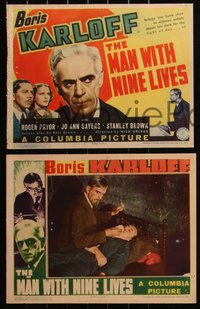 6j0694 MAN WITH NINE LIVES 8 LCs 1940 Boris Karloff brings them back alive to witness unholy deeds!